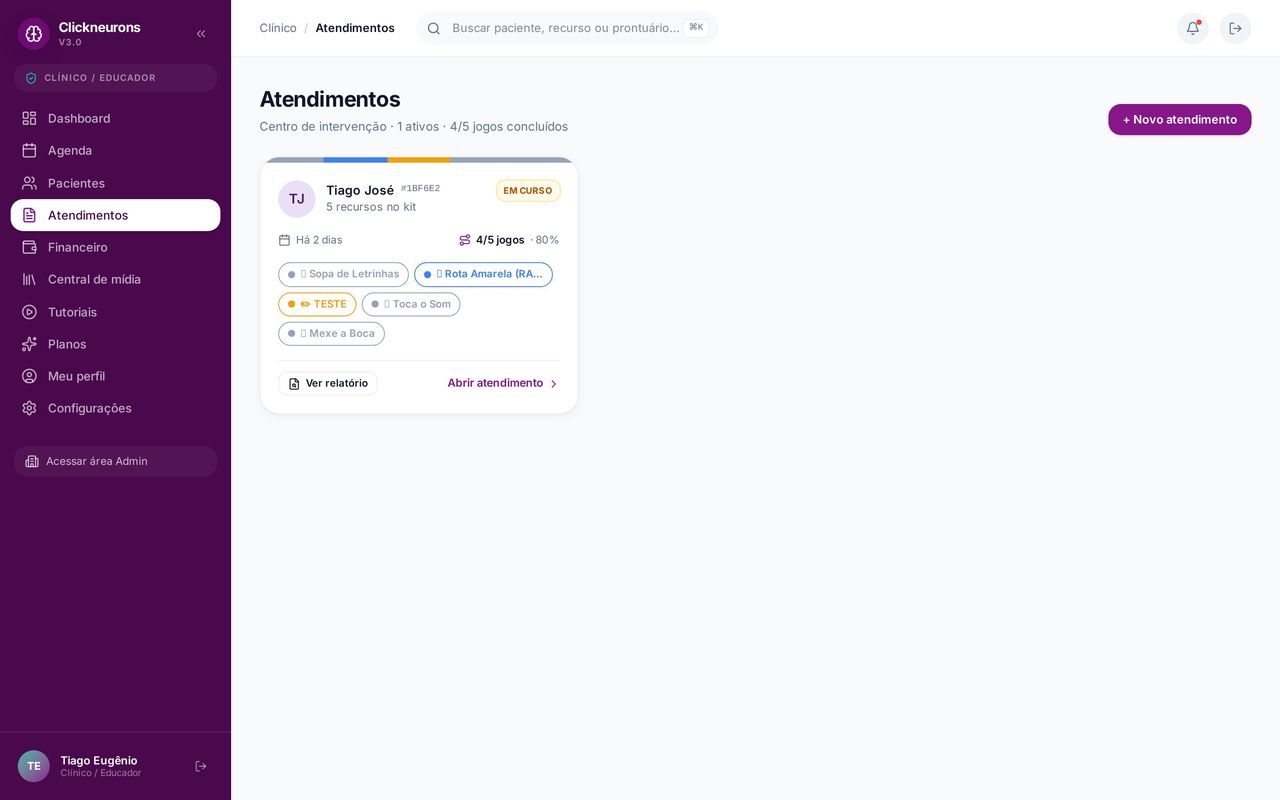 Atendimento com jogos cognitivos
